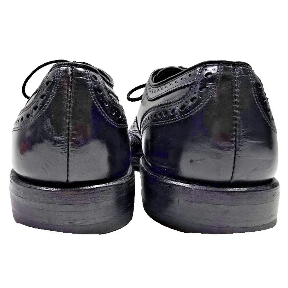 Allen Edmonds McAllister 6215 Men's Size 9A Black Leather Wingtip Oxford Shoes